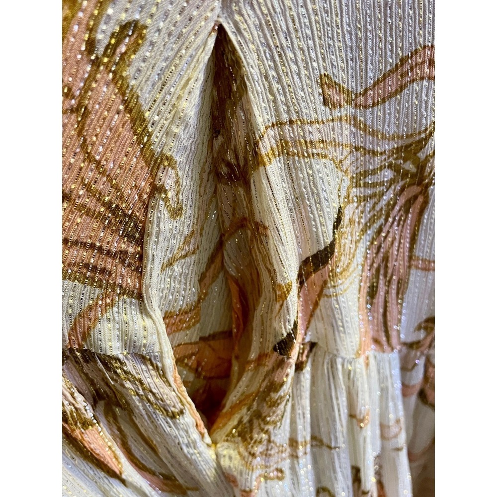 Free People Bare It All Metallic Lurex Floral Maxi Dress Large Boho Festival - Picture 9 of 16